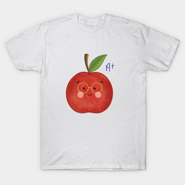 A+ Apple T-Shirt by The Pretty Pink Studio